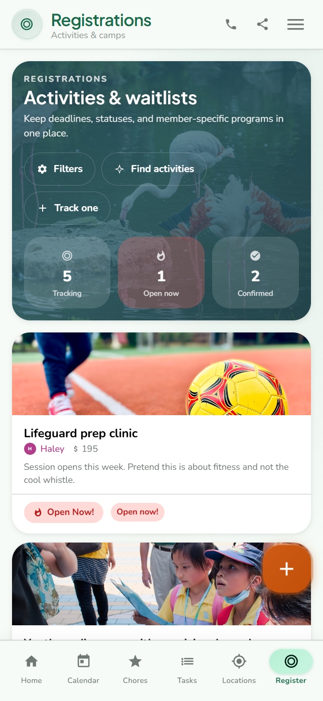 Registrations tracker